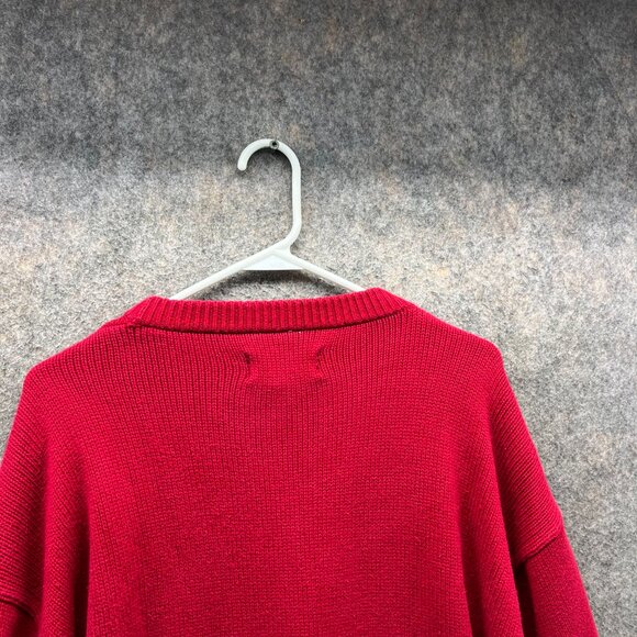 Eddie Bauer Sweater Men Large Tall Adult Red Crewneck Pullover Casual Chunky Vtg - Picture 12 of 12